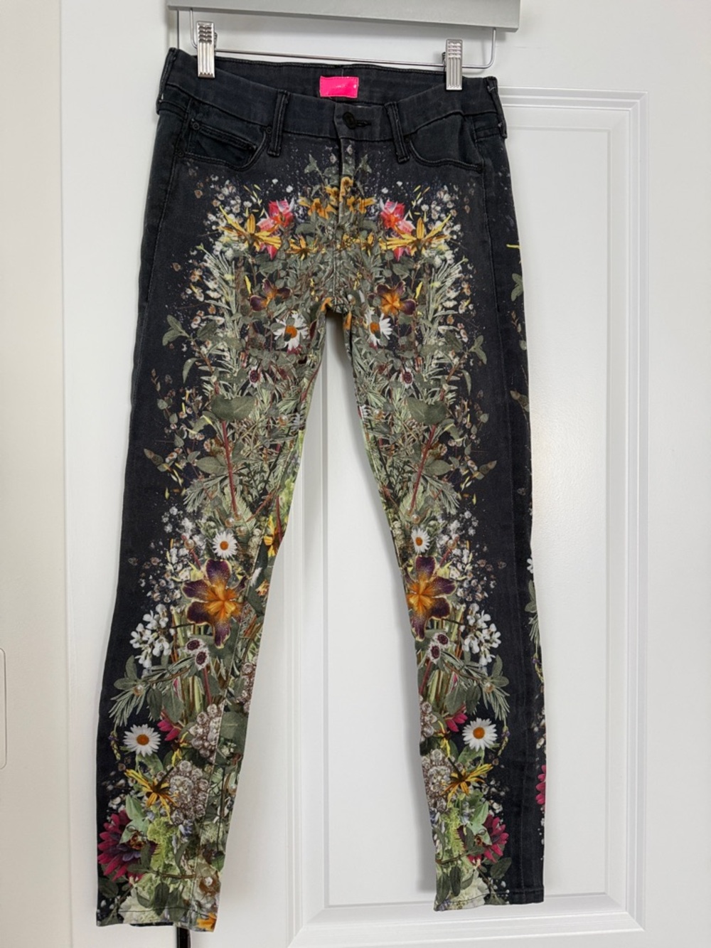 MOTHER The Looker Wild Flower Jeans Sz 27 Navy blue good condition